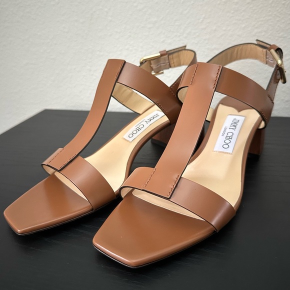 Jimmy Choo Women's Jin 45mm Mid Heel Square Toe Buckled Sandals - Picture 4 of 9